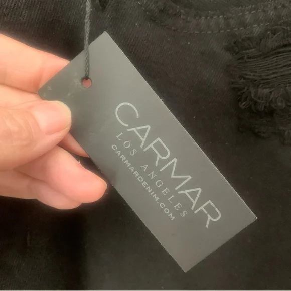 NWT CARMAR Emelia High Rise Black Straight Leg Crop Distressed Jeans Size 30 - Picture 7 of 13
